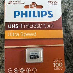 Philips UHS-I 64GB MicroSD Card - Blue and Orange